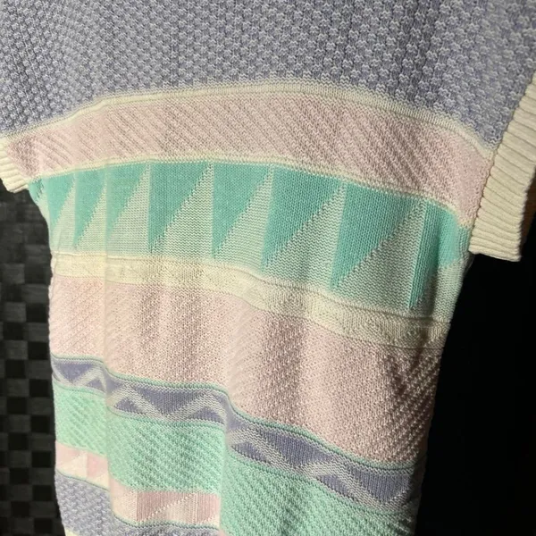Vintage Sweater Vest Pastel Geometric Knit 80s Grandmacore Cottagecore College - Image 6