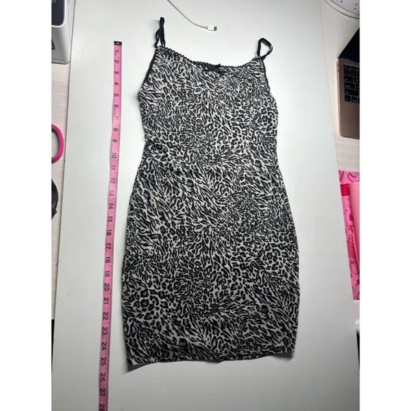 Urban Renewal Black Gray Animal Print Mesh Midi Dress Size M Leopard Zebra Y2K - Image 3