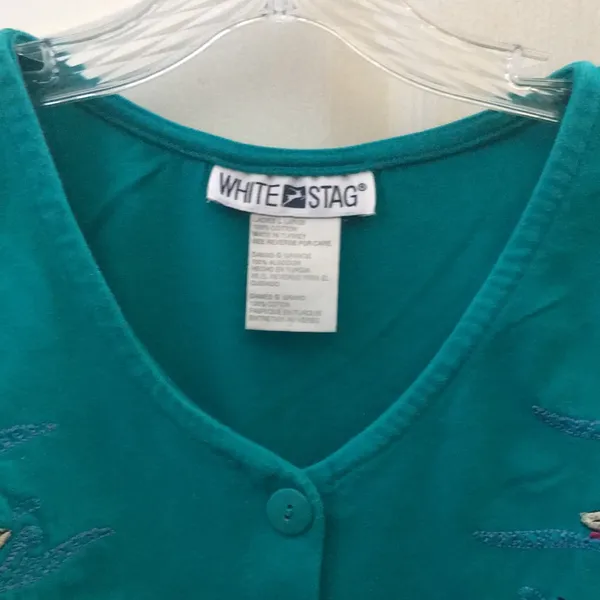 FINAL MARKDOWN White stag embroidered blouse large - Image 2