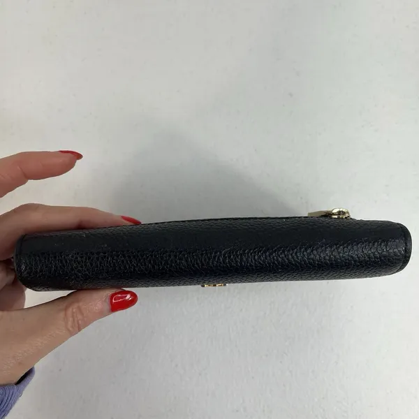 MICHAEL‎ KORS Envelope Wallet Large Black Pebble Leather Tri-Fold Gold Tone Logo - Image 7