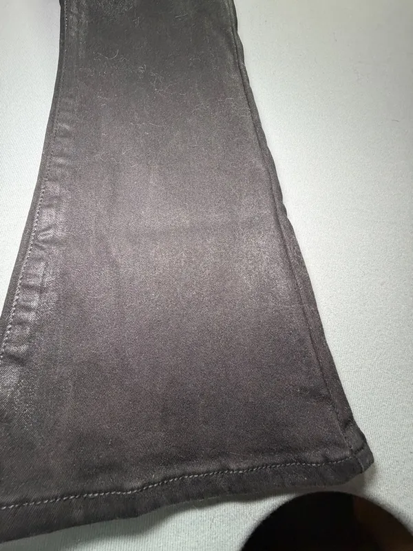7 For All Mankind Black coated waxed flare boot cut Jeans 25 inch waist size 0-2 - Image 2