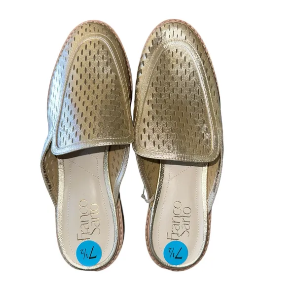 NEW Franco Sarto Aimee Gold Loafer Mule Slip On Eyelet Detail Comfort 7.5 - Image 5