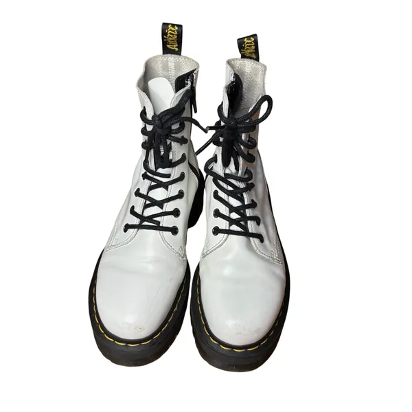 Dr. Martens White Jadon Leather Platform Boots Size 7 - Image 2