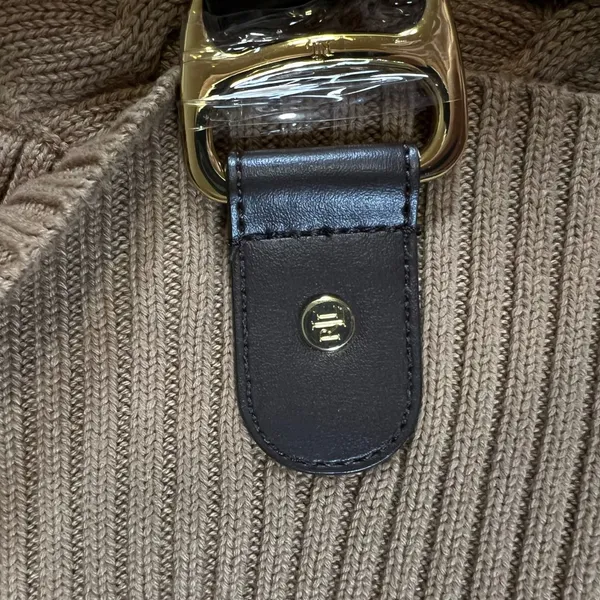 Lauren Ralph Lauren Camel Cable Knit Buckle Cardigan Sweater NWT Medium Designer - Image 6