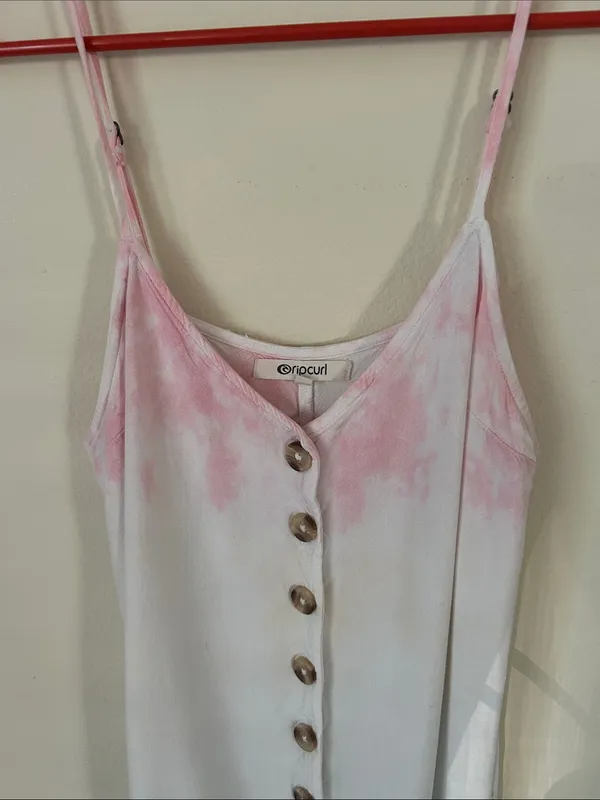 Rip curl boho Wipeout Pastel Tie Dye button down mini Dress M - Image 4