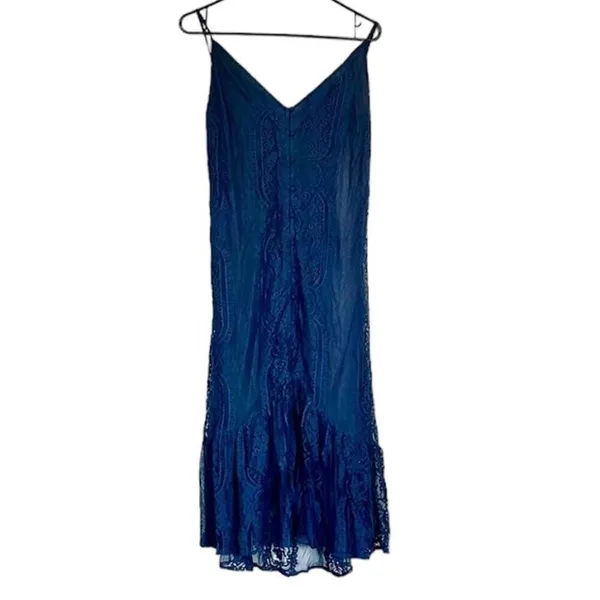 NWT Lulus Zahria Navy Blue Lace Button Front Midi Dress - Size Large - Image 2