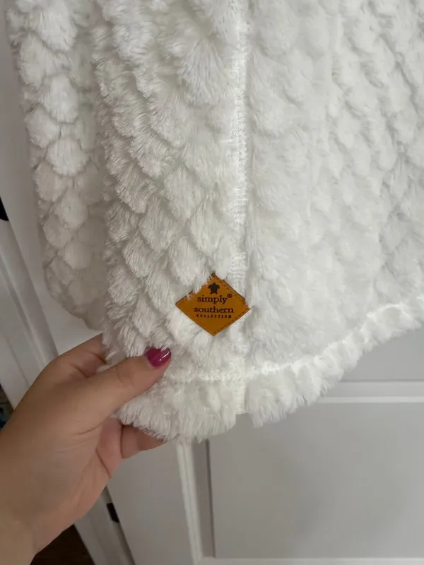 Simply Southern White Plush Sherpa Quarter Zip Pullover Women’s Medium - Image 5