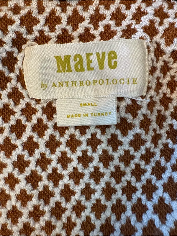 Maeve Anthropologie Blazer Womens Small Brown Geometric Knit Cropped - Image 6