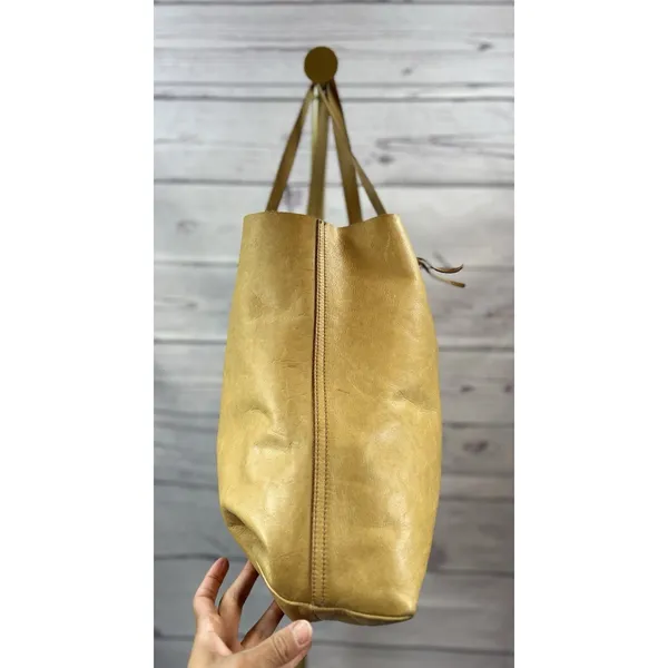 Madewell Tan Leather Large Tote Bag Minimalist Shopper Shoulder Purse - Image 4