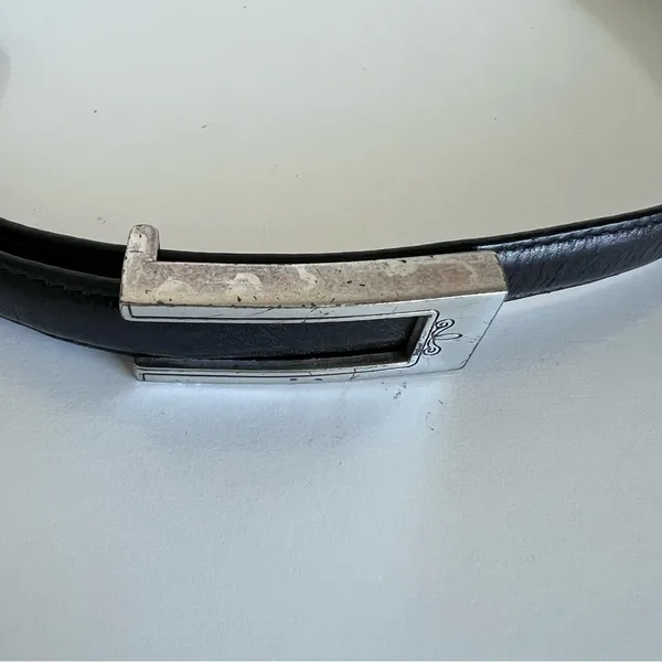 Brighton Women’s Vintage‎ Ladies Black Leather Silver Hardware Dress Belt - Image 2