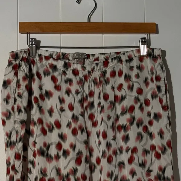 J Crew Soft Shine Pajama Set Womens M Blurry Cherry Print Viscose 2 Piece - Image 6