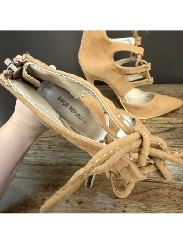 Shoe Republic LA Tan Suede Gladiator Styled Stiletto - Image 5