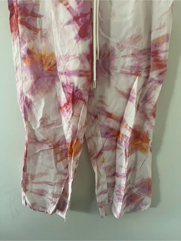 Ann Taylor Pink Watercolor Tie Dye Straight Leg Pants Small Petite Resort Beach - Image 3
