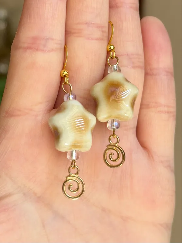 Handmade ceramic chunky star boho fairy y2k earrings⭐️💚 - Image 3