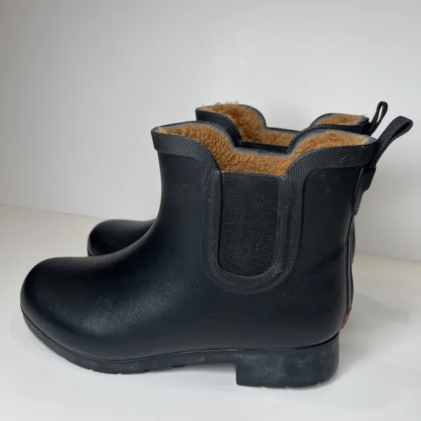 Chooka Black Waterproof Chelsea Rain Boots Faux Fur Lined Women's Size 6 - Image 3