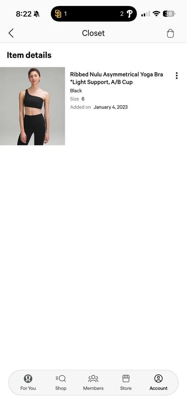 Lululemon Black Ribbed Nulu Asymmetrical Yoga Bra - Image 4