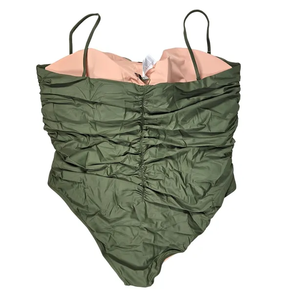 J. Crew Ruched sweetheart‎ one-piece in Safari Green Plus 24 NWT - Image 2