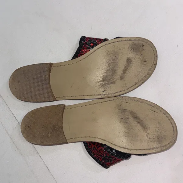 Jack Rogers Navajo Red Black Leopard Print Preppy Designer Hand Made‎ Sandals 7 - Image 6