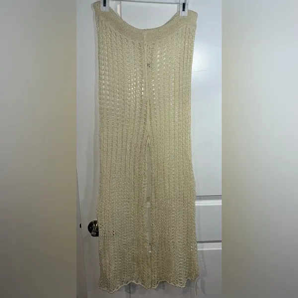 Odiva NWT Crochet Pullover Swimwear Cover Up Pants Size Large in Crème Color - Image 2