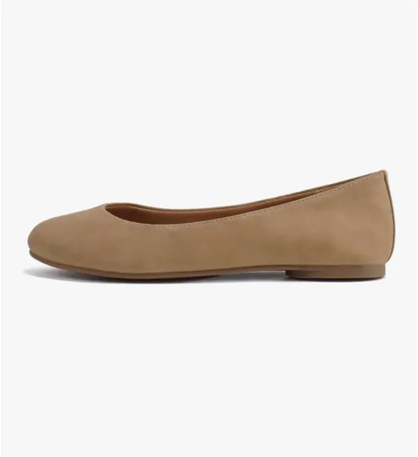 Soda Nubuck Nude Kreme Comfy Ballet Flats - Image 4