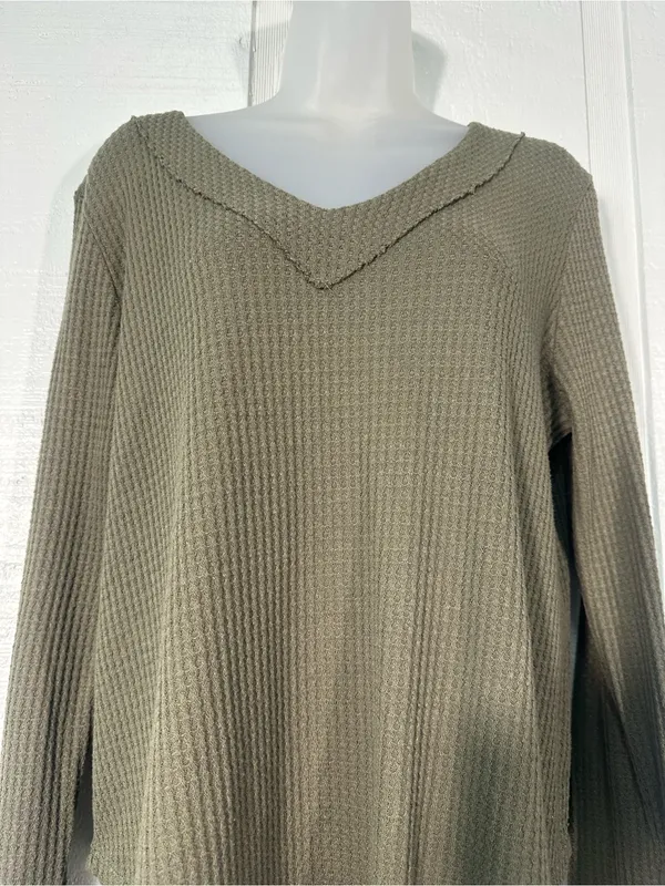 Altard State Green Waffle Top Size Large EUC - Image 5