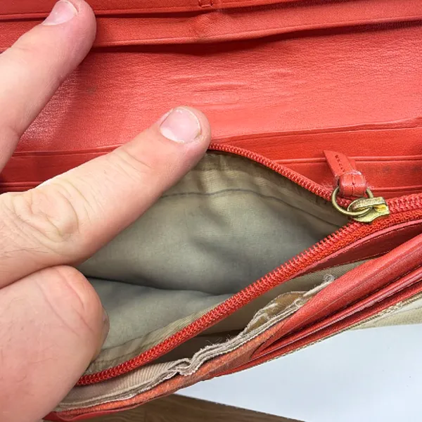 Coach Signature C Flap Orange Canvas Wallet - Image 6