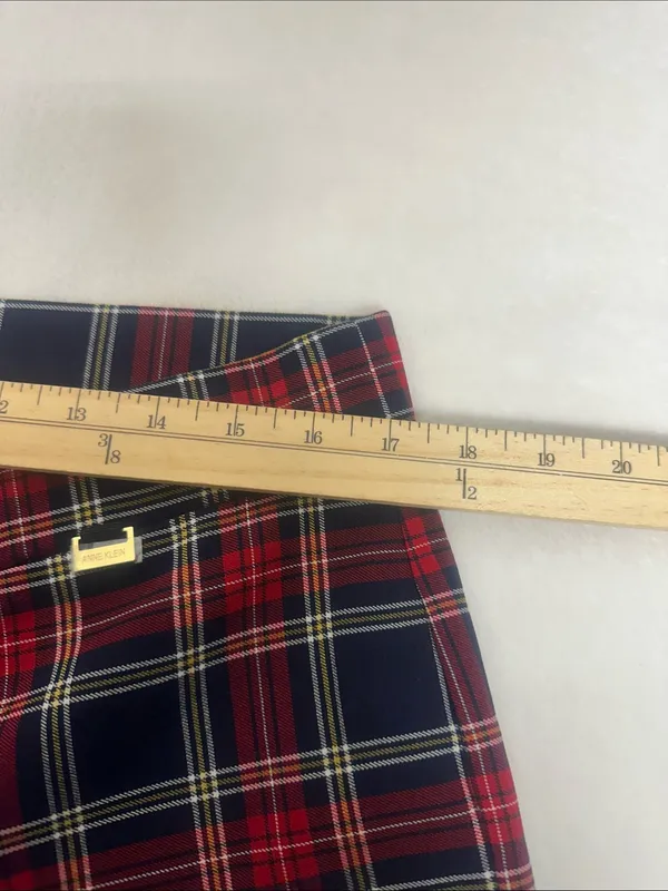 Anne Klein Red and Navy Plaid pull on pants Stretchy - Image 4