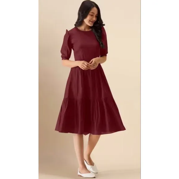NEW Fit & Flair Lightweight Tiered Midi Dress M - Image 6