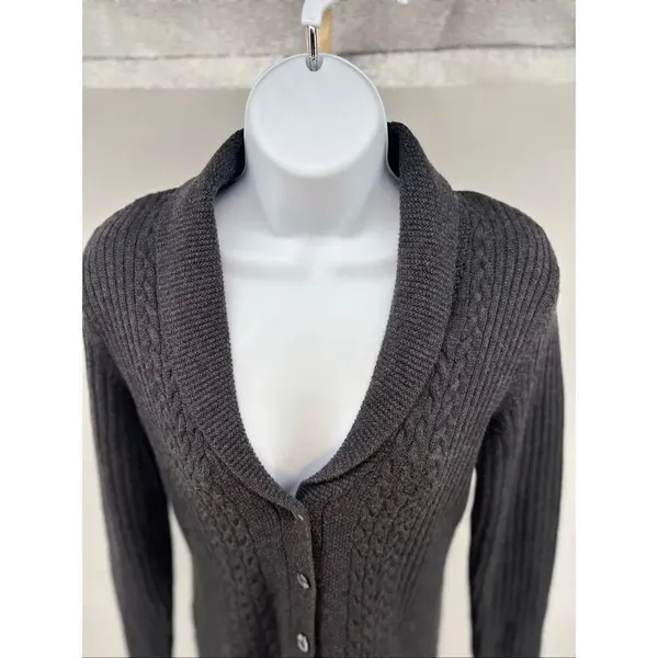 Brooks Brothers 346 Merino Wool Cable Knit Cardigan X-Small Gray Preppy - Image 9