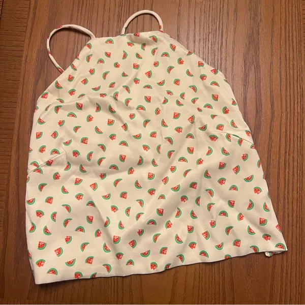 ZARA Watermelon Print Satin Effect Crisscross Lace-Up Tie Back Crop Top‎ Size XS - Image 11