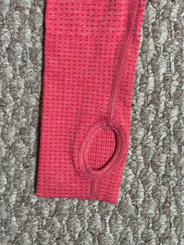 Gymshark Coral Pink Activewear Workout Cropped Long Sleeve Athletic Top - Image 8