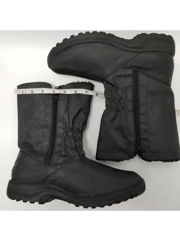 Angel Steps Womens Double Zip Boots Black Round Toe Side Faux Fur Lined Size 10M - Image 4
