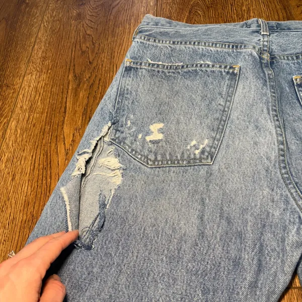 AGOLDE 90's‎ High Rise Loose Fit Distressed Jeans Light Wash Blue Size 30 Grunge - Image 10