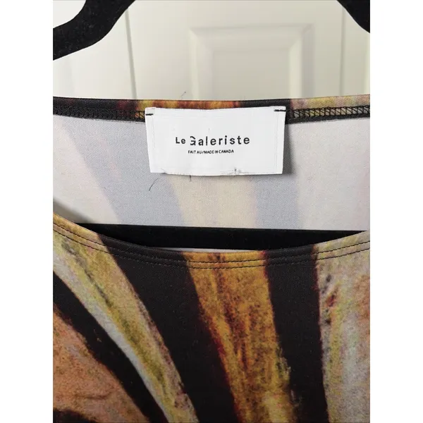 Le Galeriste Art Print Shift Dress Womens Size‎ S Brown Abstract Artsy Earthy - Image 3
