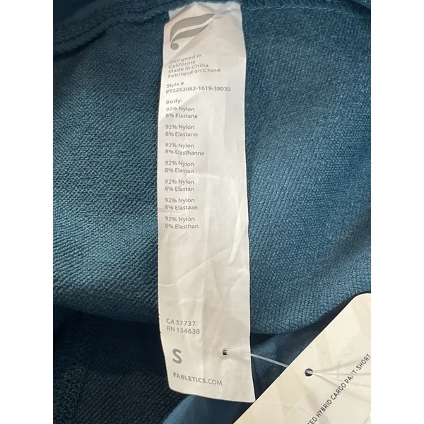 Fabletics High Waisted Hybrid Cargo Pants Short Inseam Teal Blue S Stretch NWT - Image 8