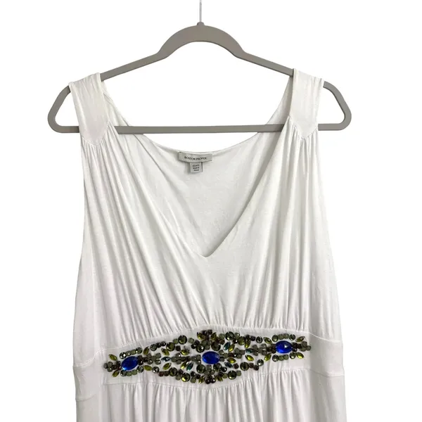 Boston Proper Jewel Detail Sleeveless Flowy Casual Neutral Dress Size Large - Image 2