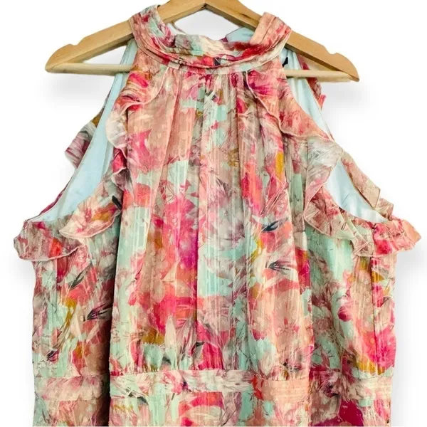 ALEX MARIE Fiona Halter Floral Asymmetric Hem Ruffled Maxi Dress Size 20W NEW - Image 6