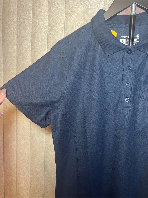 Carhartt‎ NWT Women’s Navy Relaxed Fit Stain Breaker Pocket Polo M - Image 4