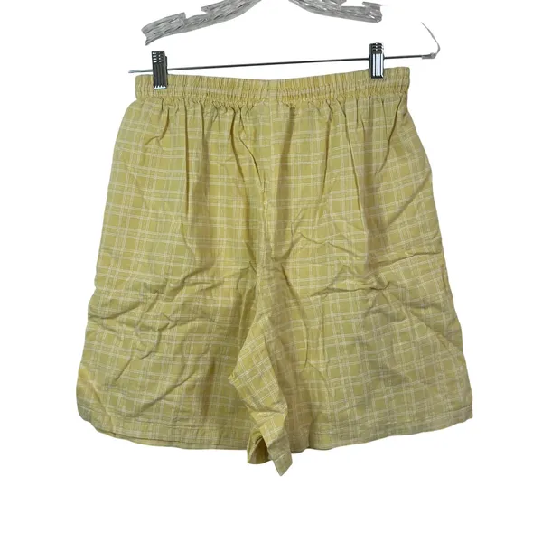 Fresh Produce Yellow Plaid Cotton Shorts Elastic Drawstring Adult L‎ Made in USA - Image 2