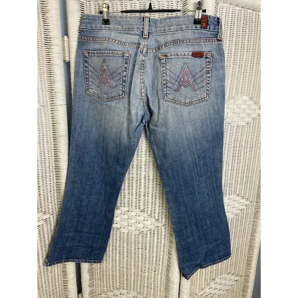 Vintage Y2K 7 For All Mankind A-Pocket‎ Bootcut Jeans 30 Made in USA Medium Wash - Image 2