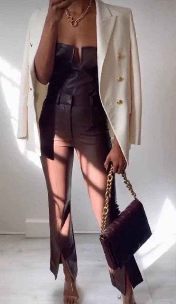 ZARA faux Leather Pants With Slit - Image 5