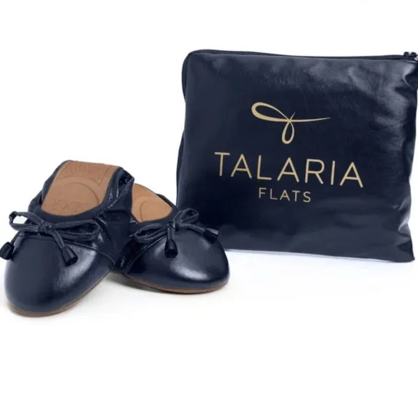 Talaria Foldable Ballet Flats Navy Branded Pouch Travel Wedding Shoes Sparkle 8 - Image 3