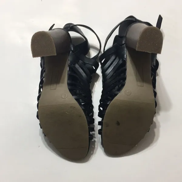 American Eagle Black Woven High Heel Open Toe Ankle Strappy Size 8 - Image 3