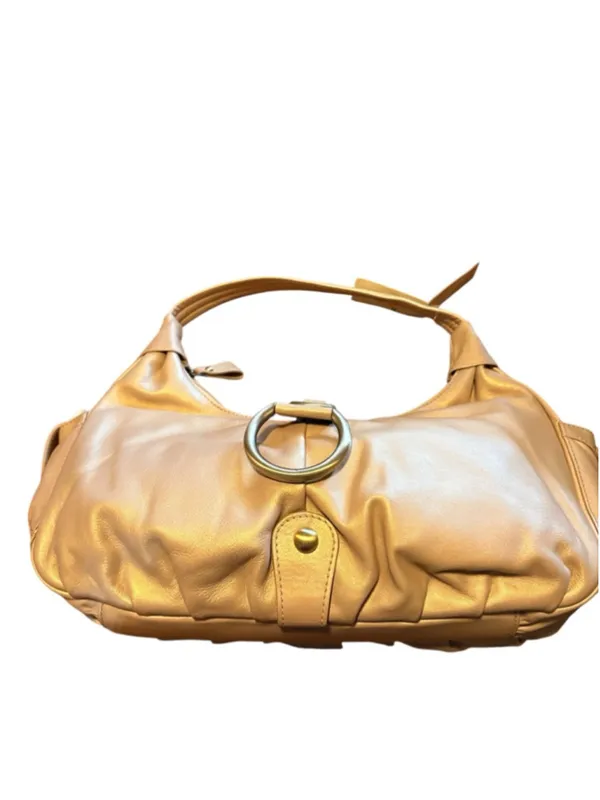 Michael Rome Italy Leather Hobo Purse Gold - Image 3