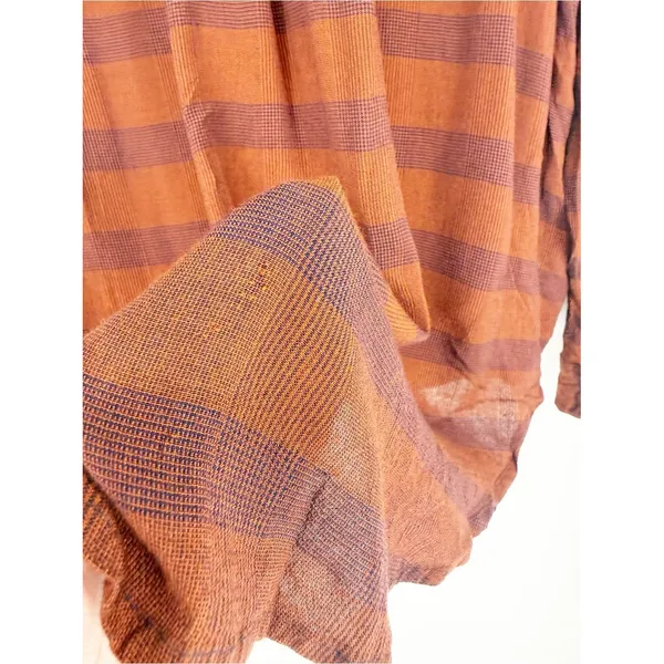 Free People Fawn Over You‎ Plaid Button Down Top Women's XS Orange Boho Chic - Image 5