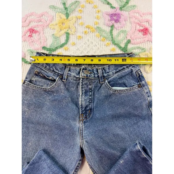 LEE Jeans Women's Flare Blue Denim Glitter Sparkle Style 5 Made‎ in Mexico - Image 4