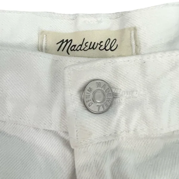 Madewell White Denim Perfect Jean Shorts Frayed Hem 5 Pocket Design Size 32 - Image 3