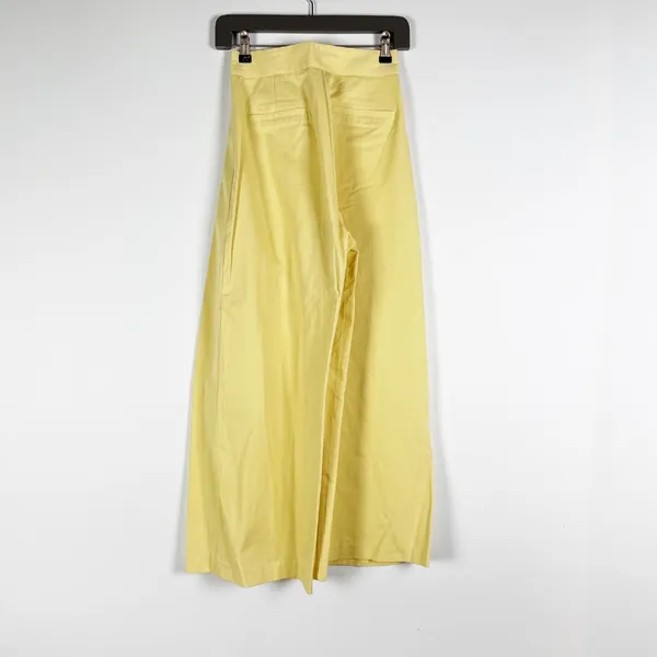 Simonett Cotton High Waisted Wide Leg Pleated Trouser Pants Butter Yellow XS - Image 4