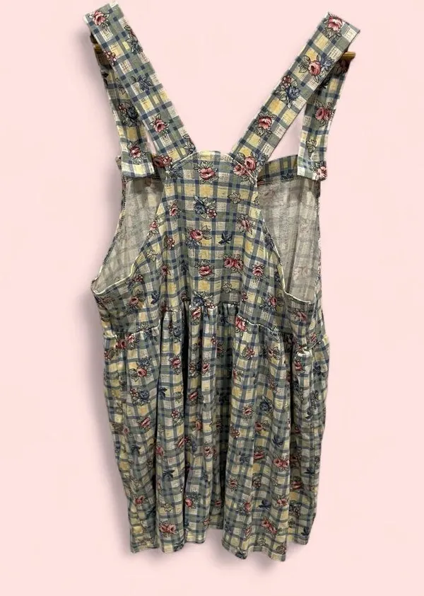 Cute vintage 80’s cottagecore granny floral windowpane jumper skirt mini - Image 5