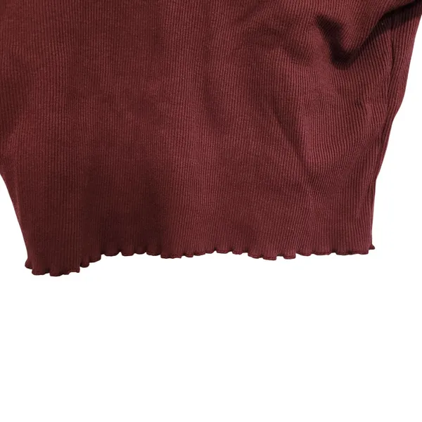 BDG Urban Outfitters Red Colorblock Lettuce Trim Ribbed T-Shirt Crop Top Large - Image 8